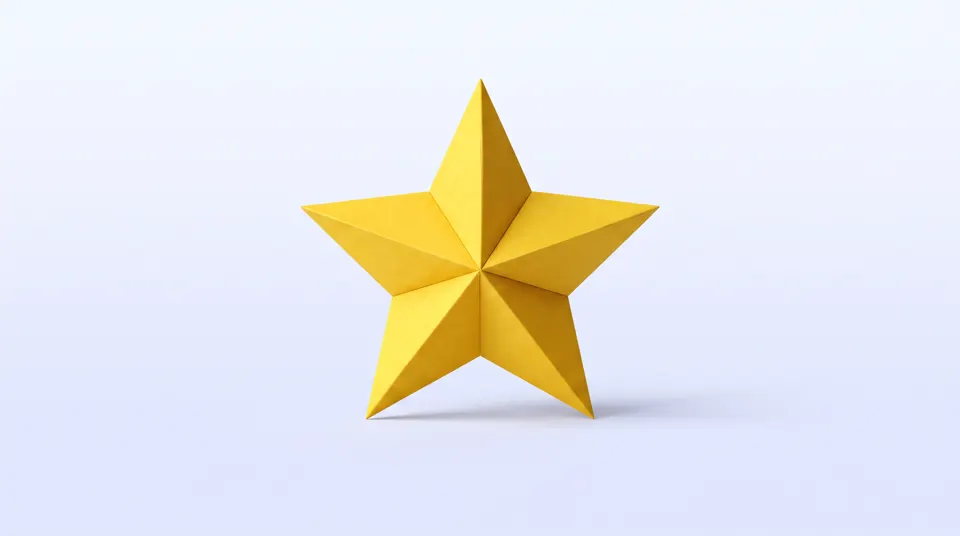 A yellow five-pointed origami star